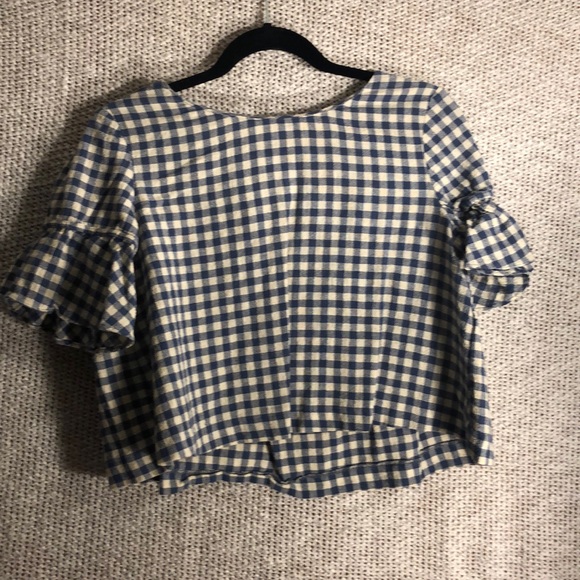 Zara Tops - Zara Gingham Patterned Black and White Crop Top